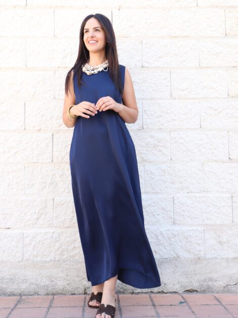 VESTIDO SATINADO MARINO