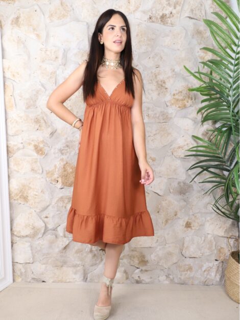 VESTIDO TACHUELAS TERRACOTA