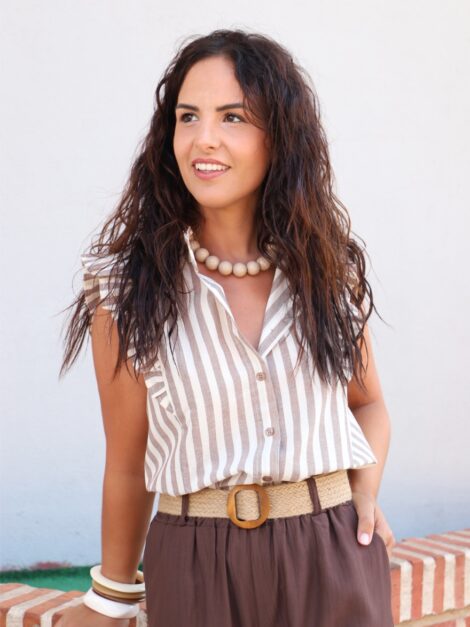 BLUSA ALIA RAYAS TAUPE/BEIGE