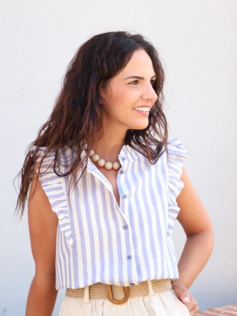 BLUSA ALIA RAYAS AZUL/BEIGE