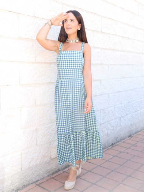 VESTIDO MENORCA VICHY LIMA/AZUL