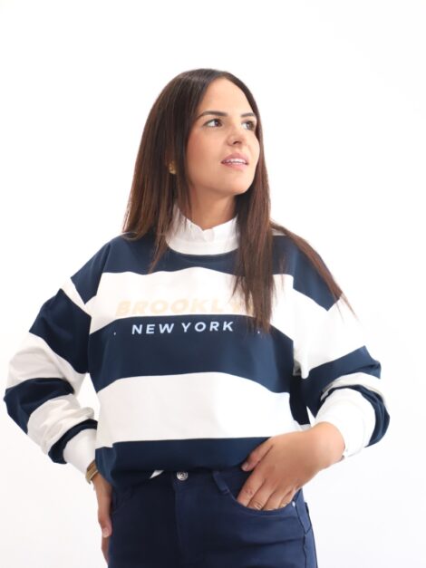 SUDADERA BROOKLYN MARINO/BLANCO