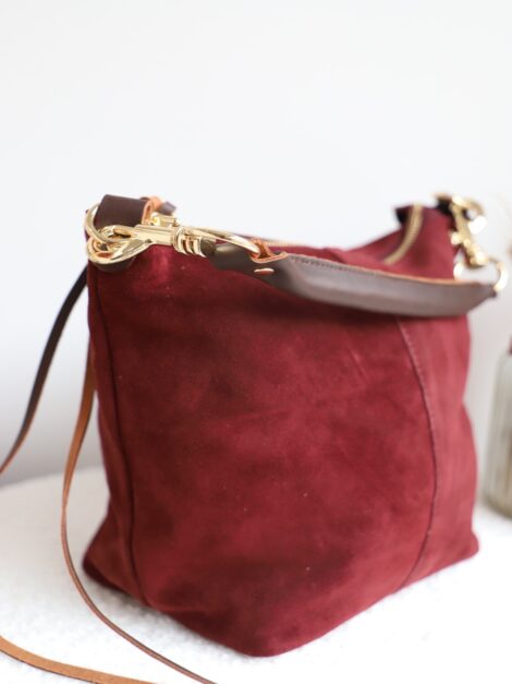 BOLSO VELVET SERRAJE BURDEOS