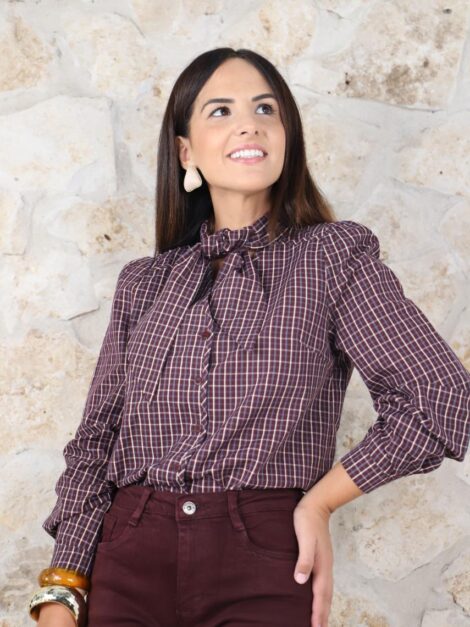 CAMISA CUADRO TARTÁN BURDEOS