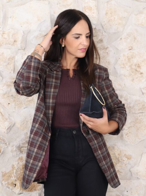 BLAZER CUADROS BERENJENA